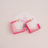 Woman's Earring Sqaure Shape Design Pink